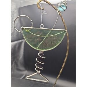 Martini Glass Ornament Green‎ ~6"